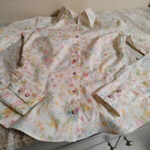 Andrea Palombini Tailored Women's Pastel Abstract Floral Shirt Italy sz 2